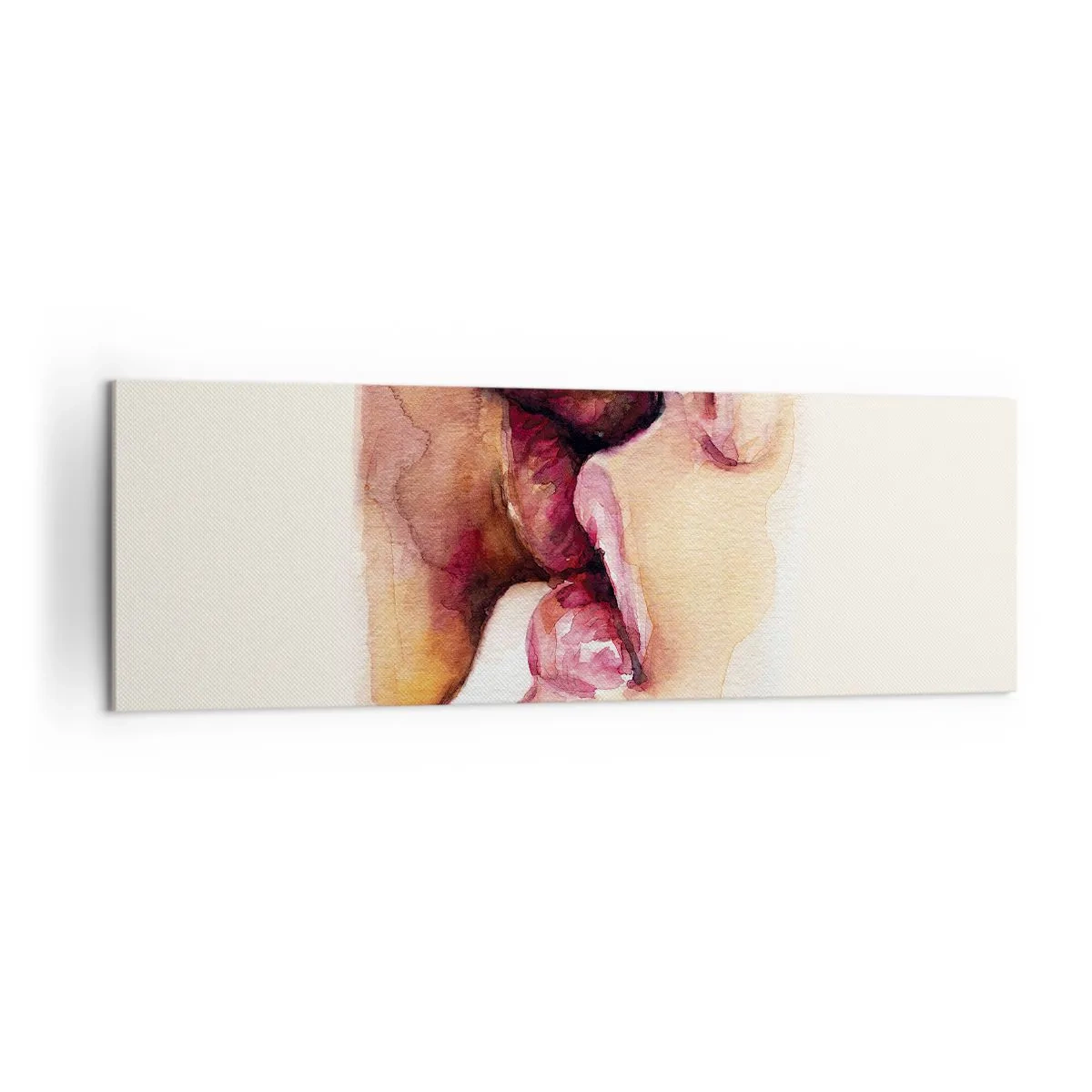 Obraz na płótnie - Akwarelowy obrazek przedstawiający zbliżenie twarzy - 160x50cm - Jak noc i dzień, ziemia i niebo - Nowoczesna dekoracja ścienna do salonu i sypialni ARTTOR