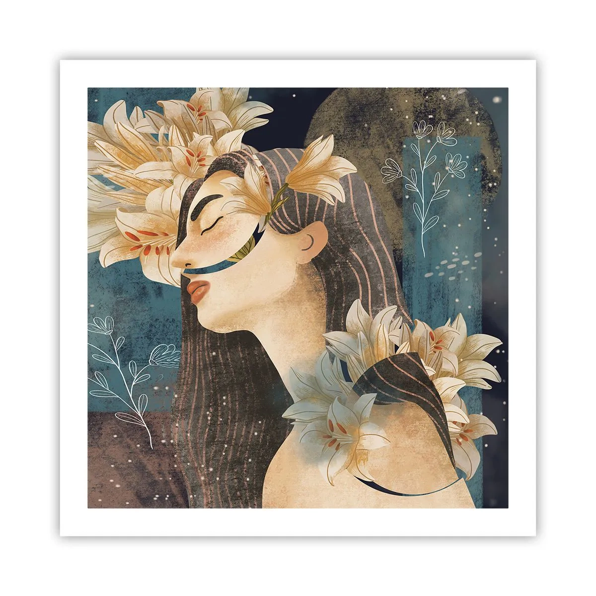 Plakat - Baśń o królewnie z liliami - 60x60 cm