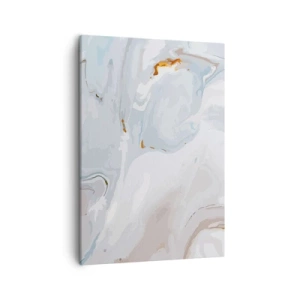 Obraz na płótnie - Abstrakcyjny wzór z płynnymi liniami w odcieniach bieli, błękitu i złota - 50x70cm - Biel wypiętrzona - Nowoczesna dekoracja ścienna do salonu, kuchni i sypialni ARTTOR