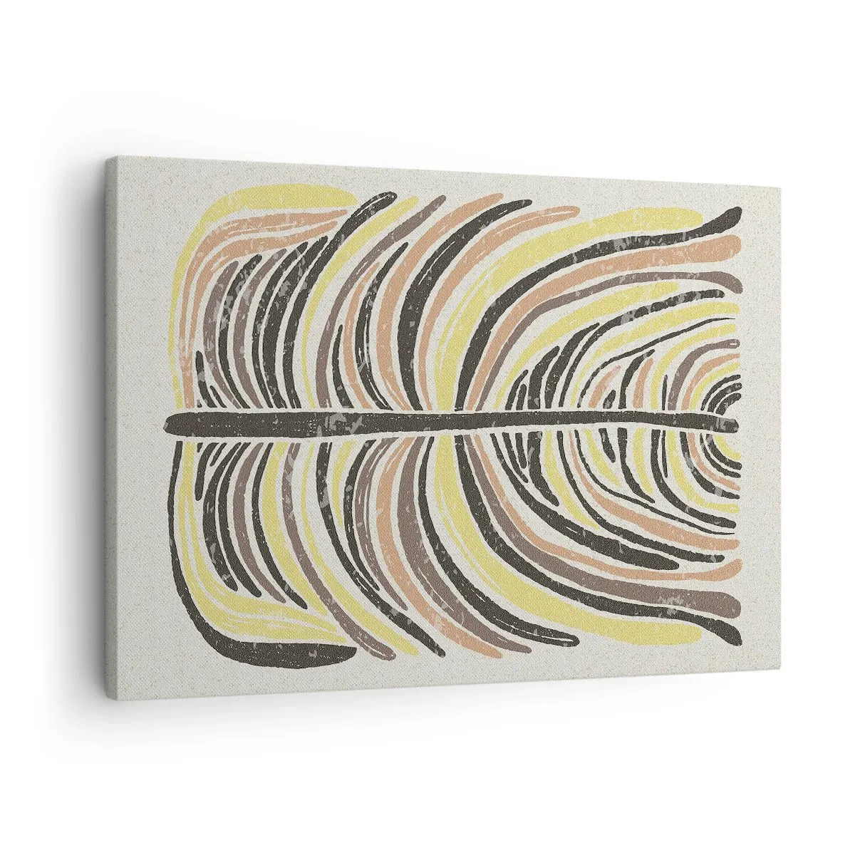 Obraz na płótnie - Abstrakcyjny motyw liścia w odcieniach ziemi - 70x50cm - Abstrakcja pełna życia - Nowoczesna dekoracja ścienna do salonu i sypialni ARTTOR