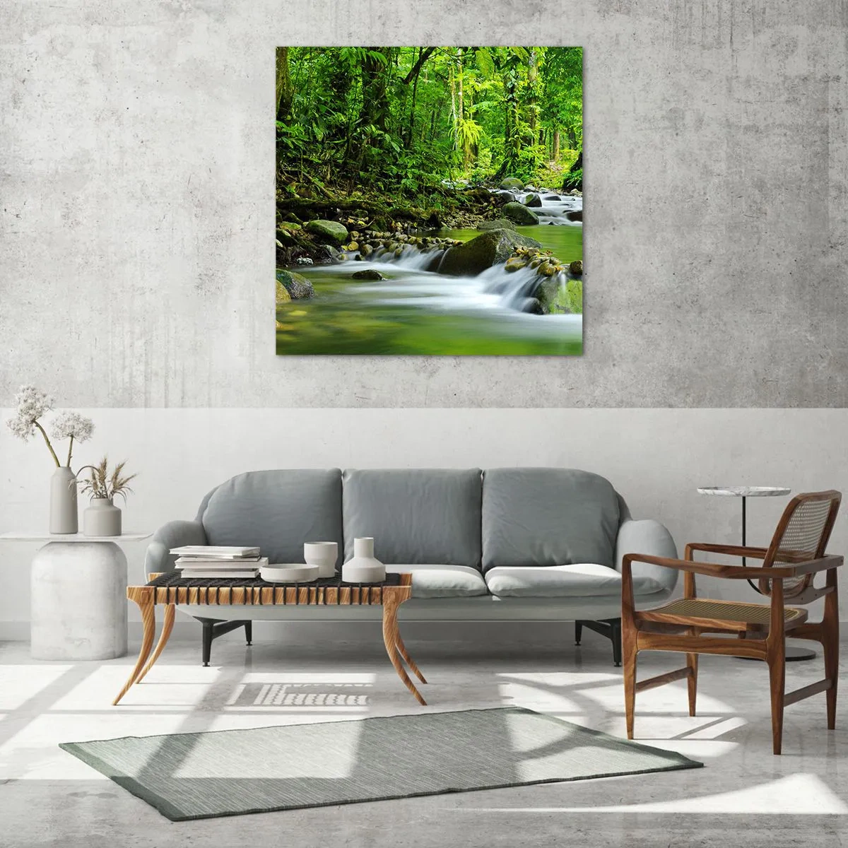 Obraz na szkle - Popłynąć w morzu zieleni - 70x70 cm