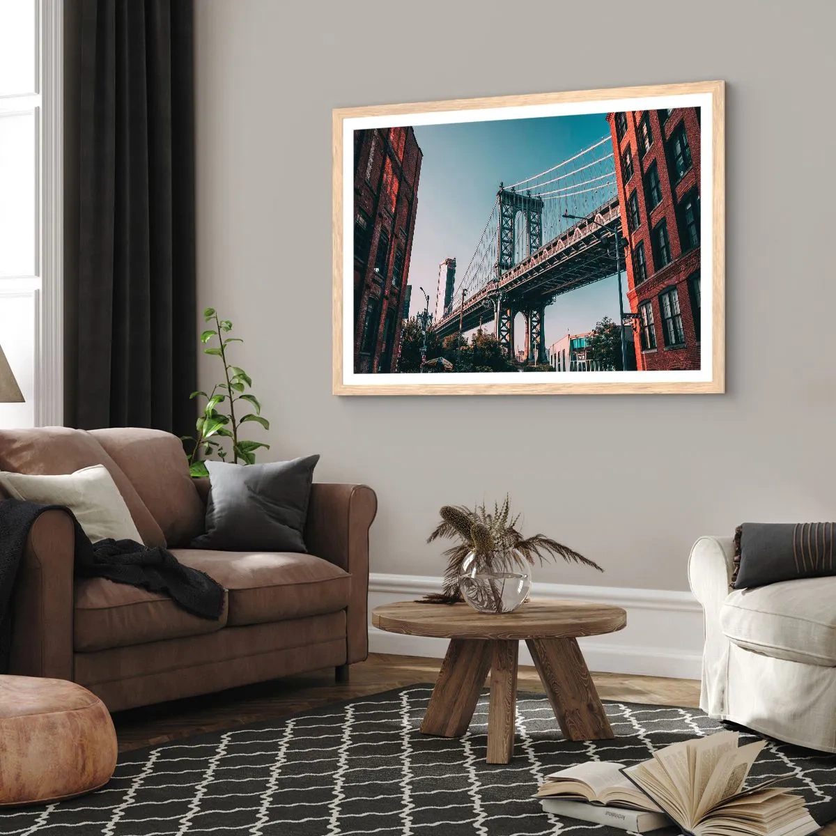 Plakat w ramie jasny dąb - Nad falami miasta - 91x61 cm