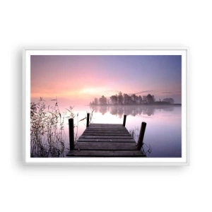 Plakat w białej ramie - Z liliowej mgły... - 100x70 cm