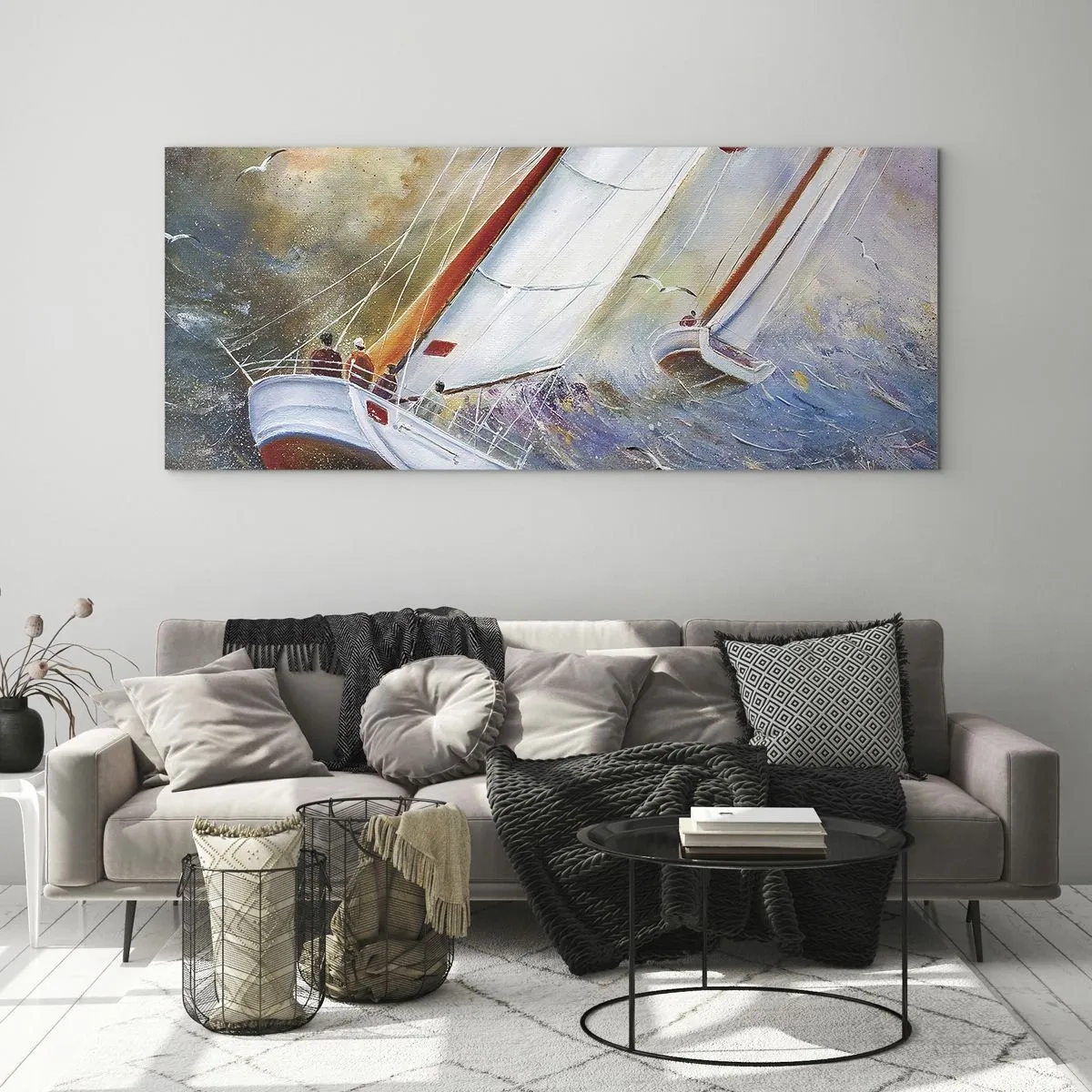Obraz na szkle - Biegnące po falach - 100x40 cm