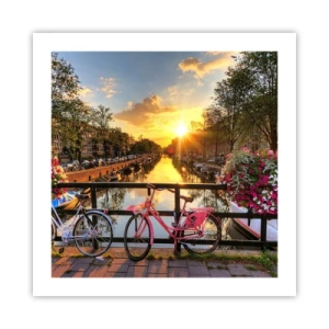 Plakat - Wiosenny poranek w Amsterdamie - 50x50 cm