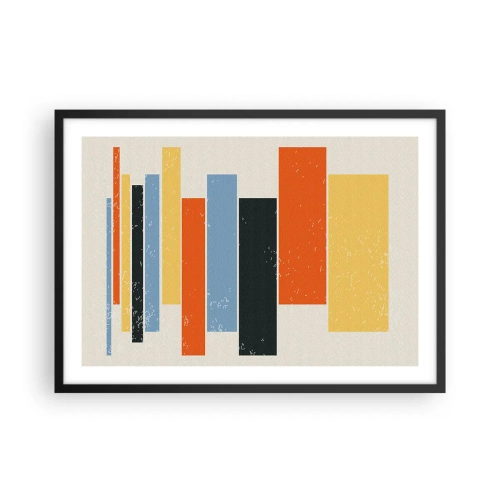 Plakat w czarnej ramie - Kolorowe prostokąty w nowoczesnym układzie - 70x50cm - Zapis muzyki - Nowoczesna dekoracja ścienna do salonu i sypialni ARTTOR