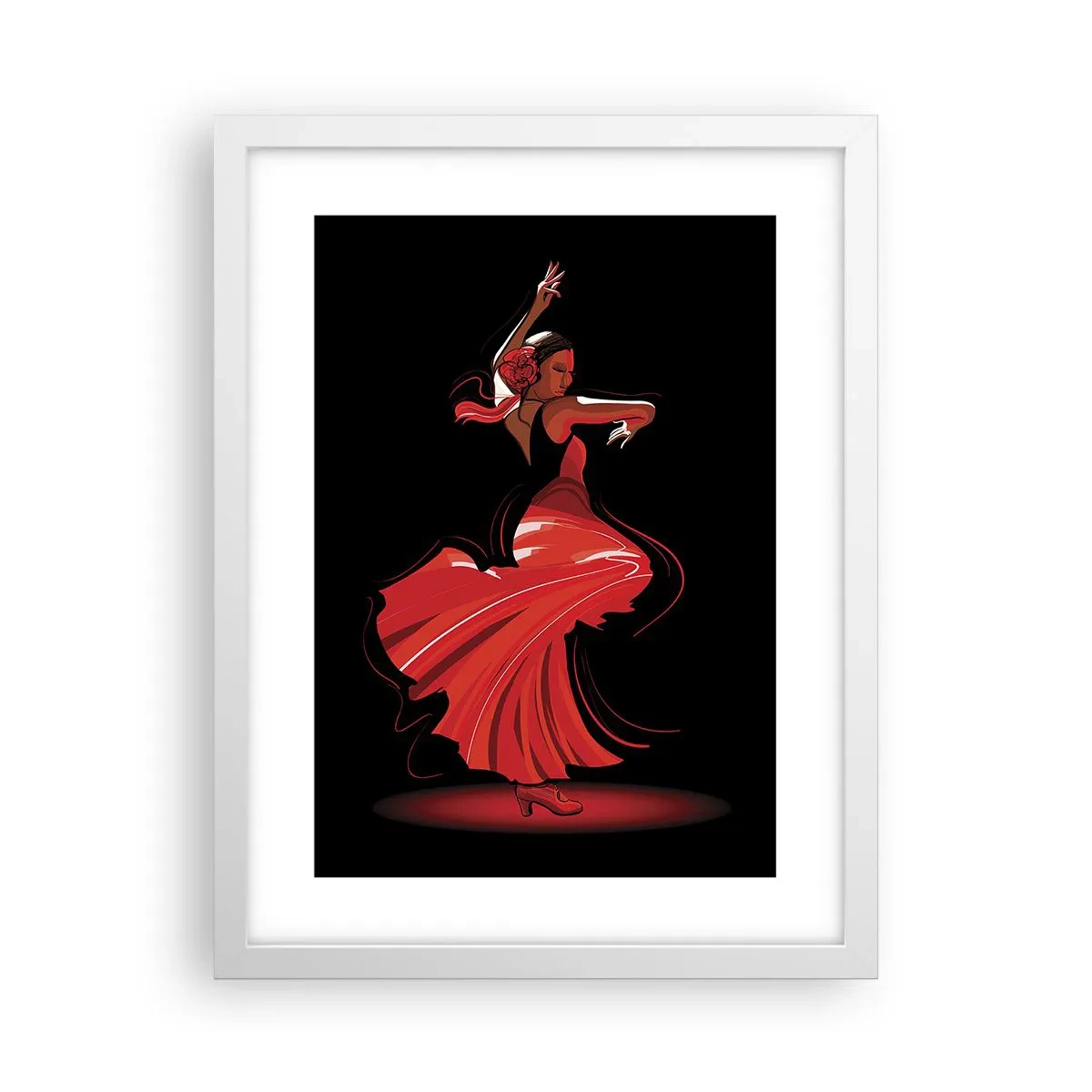 Plakat w białej ramie - Ognisty duch flamenco - 30x40 cm