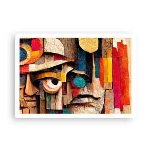Plakat - Abstrakcyjne twarze w intensywnych kolorach - 100x70cm - Widzę cię… - Nowoczesna dekoracja ścienna do salonu i sypialni ARTTOR