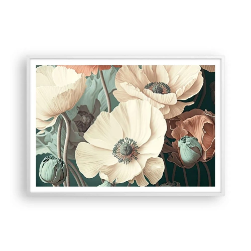 Plakat w białej ramie - Szept maków - 100x70 cm