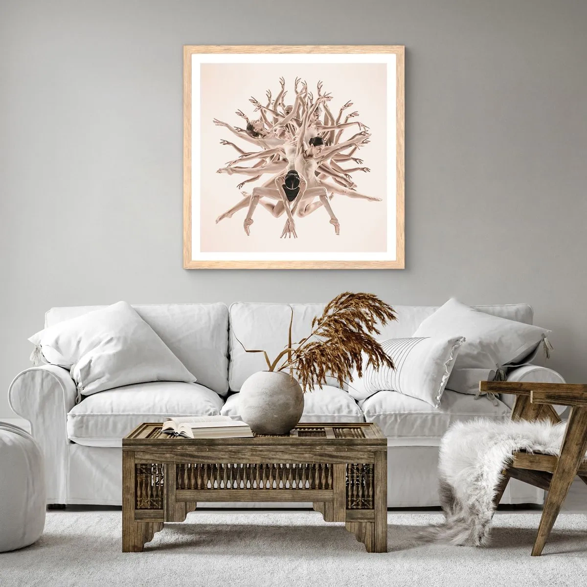 Plakat w ramie jasny dąb - Rozkwitanie w tańcu - 30x30 cm