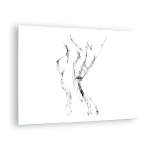 Obraz na szkle - Abstrakcyjny kobiecy kontur z czarnych, dymnych linii - 70x50cm - Piękna i silna - Nowoczesna dekoracja ścienna do salonu i sypialni ARTTOR