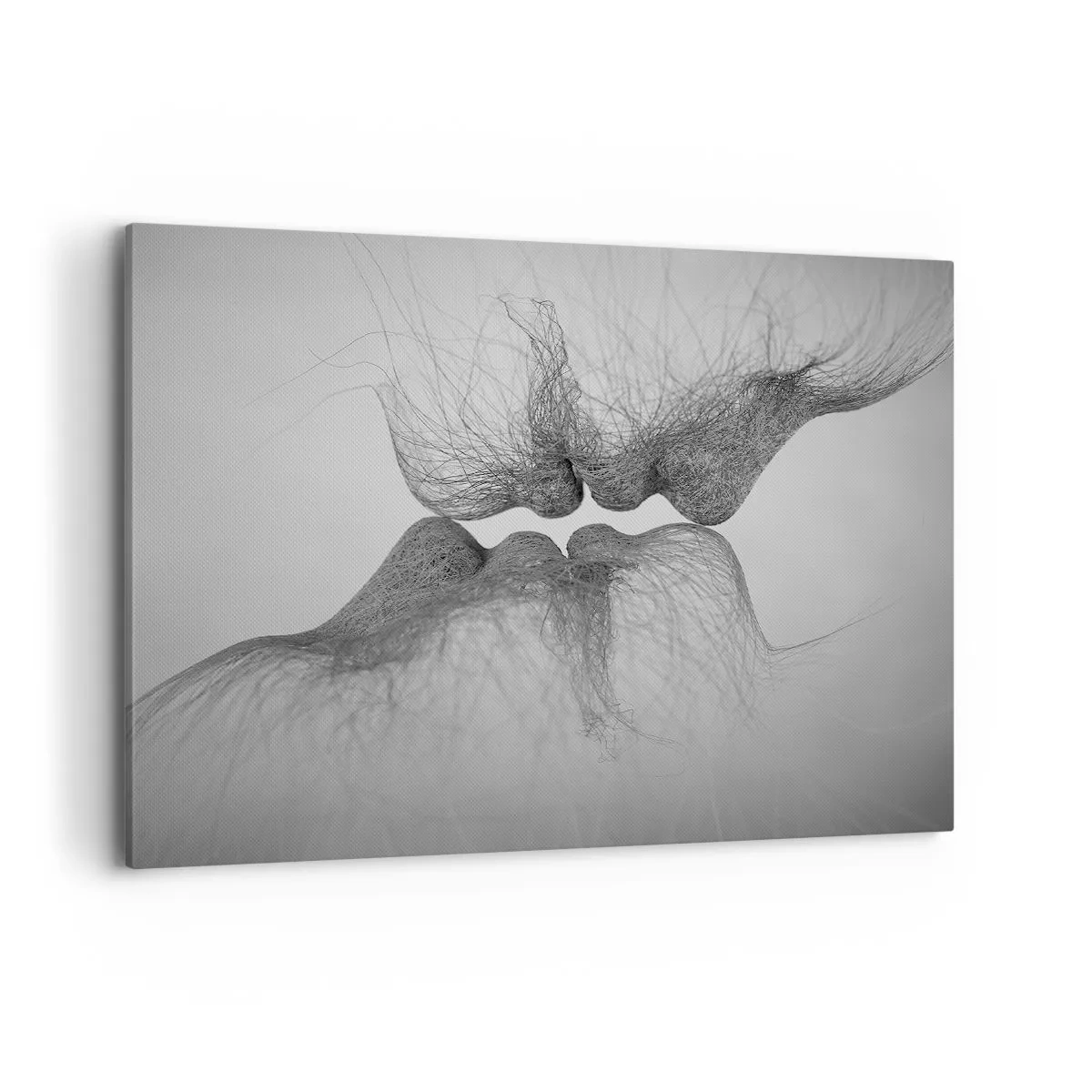 Obraz na płótnie - Abstrakcyjny pocałunek przedstawiony w eterycznej formie - 100x70cm - Pocałunek wiatru - Nowoczesna dekoracja ścienna do salonu, kuchni i sypialni ARTTOR