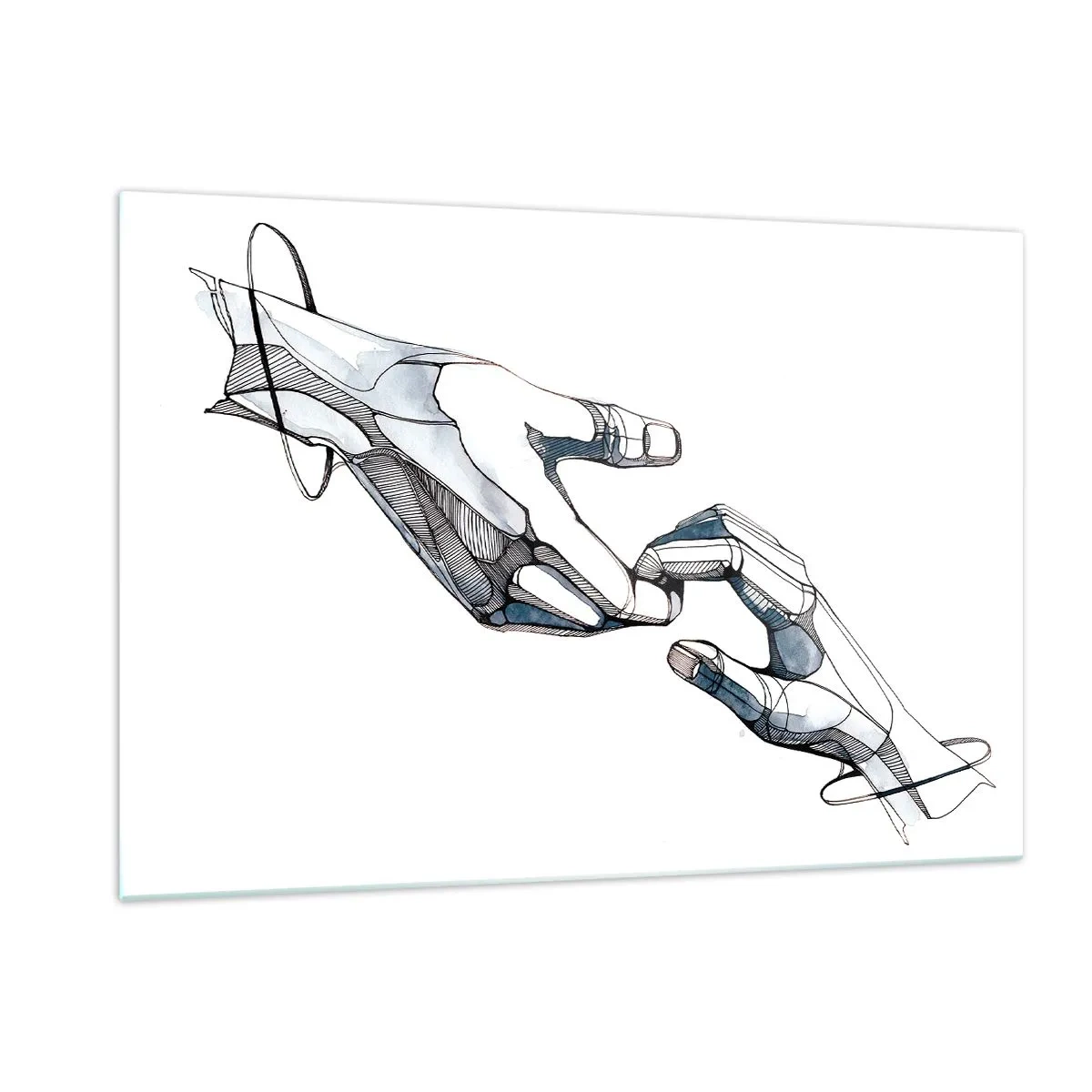 Obraz na szkle - Artystyczna ilustracja dwóch dłoni w abstrakcyjnym stylu - 120x80cm - Dobry gest - Nowoczesna dekoracja ścienna do salonu, kuchni i sypialni ARTTOR