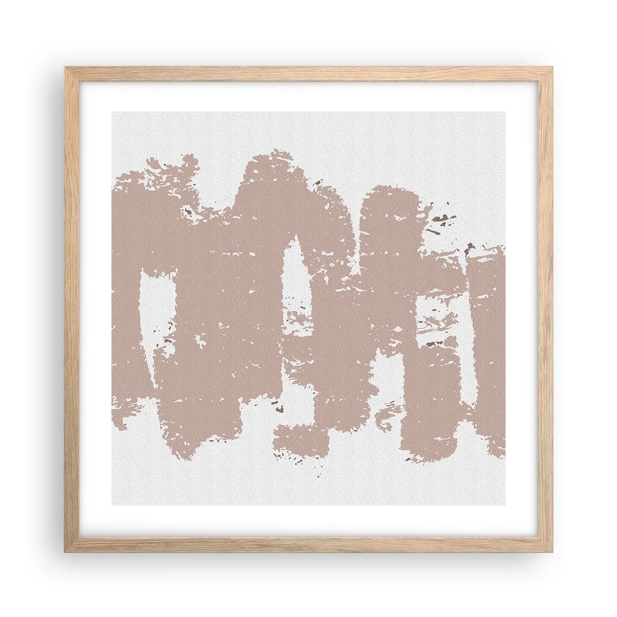 Plakat w ramie jasny dąb - Abstrakcja w łagodnym różu - 50x50 cm
