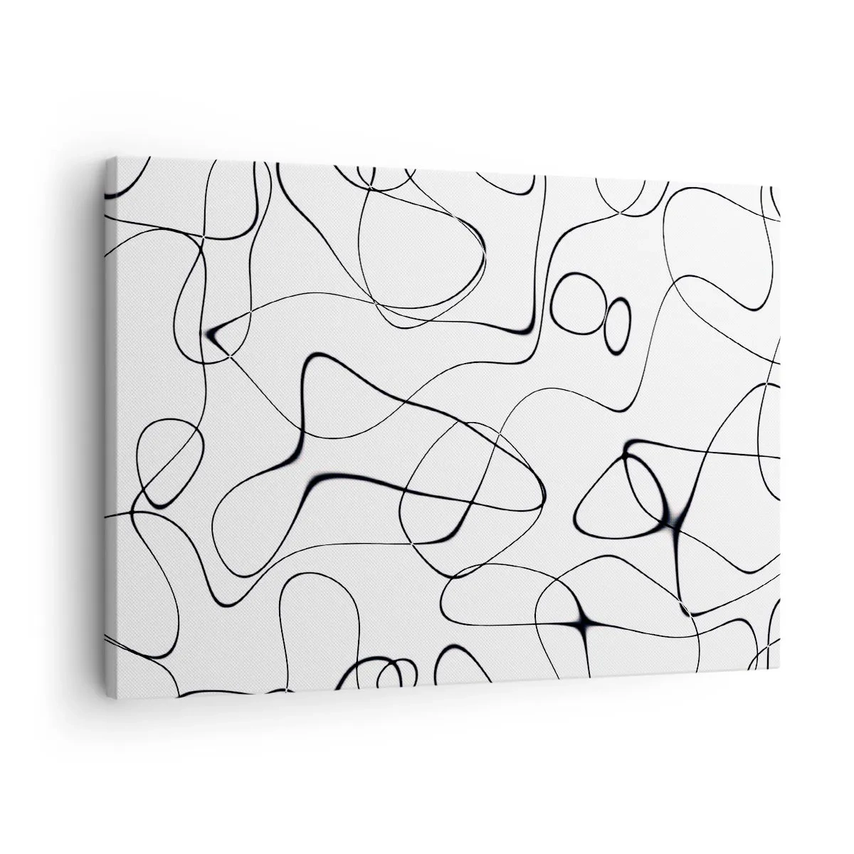 Obraz na płótnie - Abstrakcyjne czarne linie na białym tle w minimalistycznym stylu - 70x50cm - Ścieżki życia, koleje losu - Nowoczesna dekoracja ścienna do salonu i sypialni ARTTOR