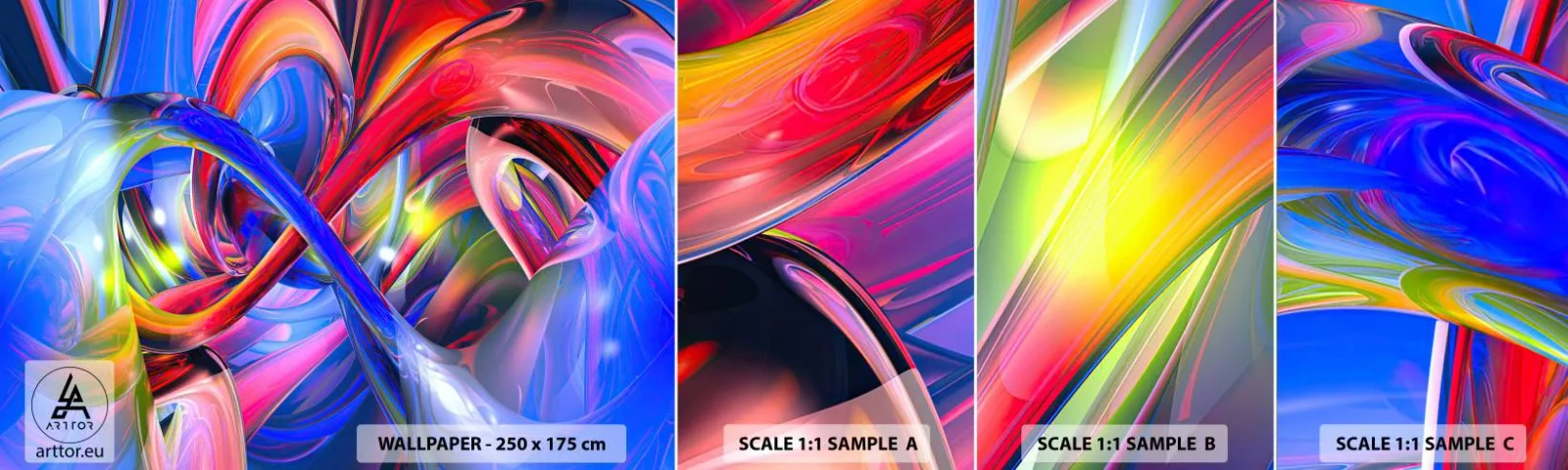 Fototapeta Próbka Standard Eco - Taniec barw - Abstrakcja, 3D, Grafika - 100x30 cm