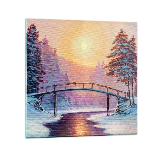 Obraz na szkle - Cztery pory roku - zima - 30x30 cm