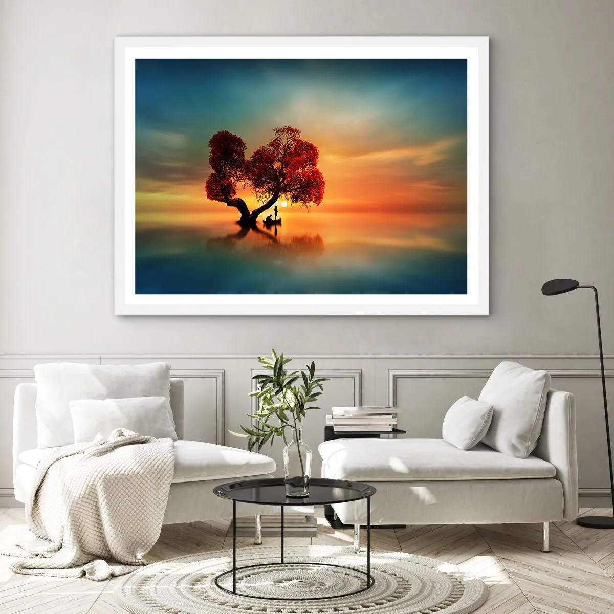 Plakat w białej ramie - Oddaleńcy i ciszyzna bezświata - 100x70 cm
