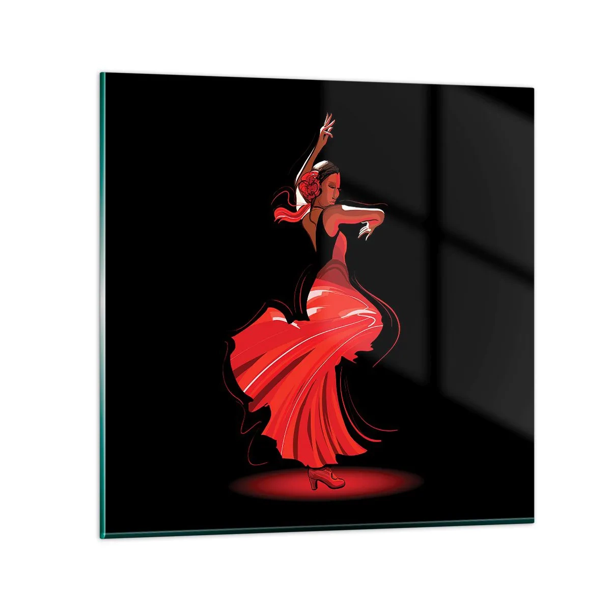 Obraz na szkle - Ognisty duch flamenco - 60x60 cm