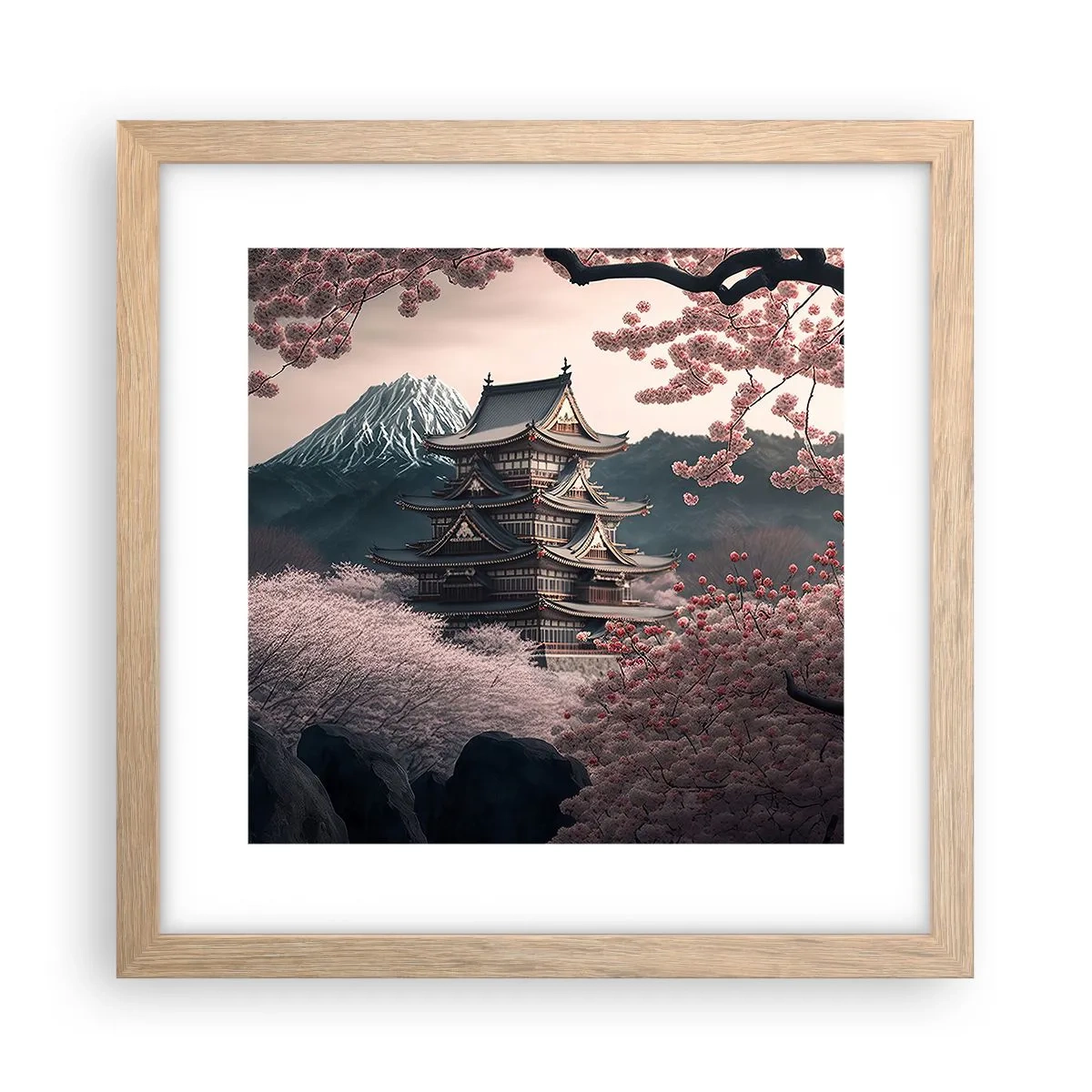 Plakat w ramie jasny dąb - Kraj kwitnącej wiśni - 30x30 cm