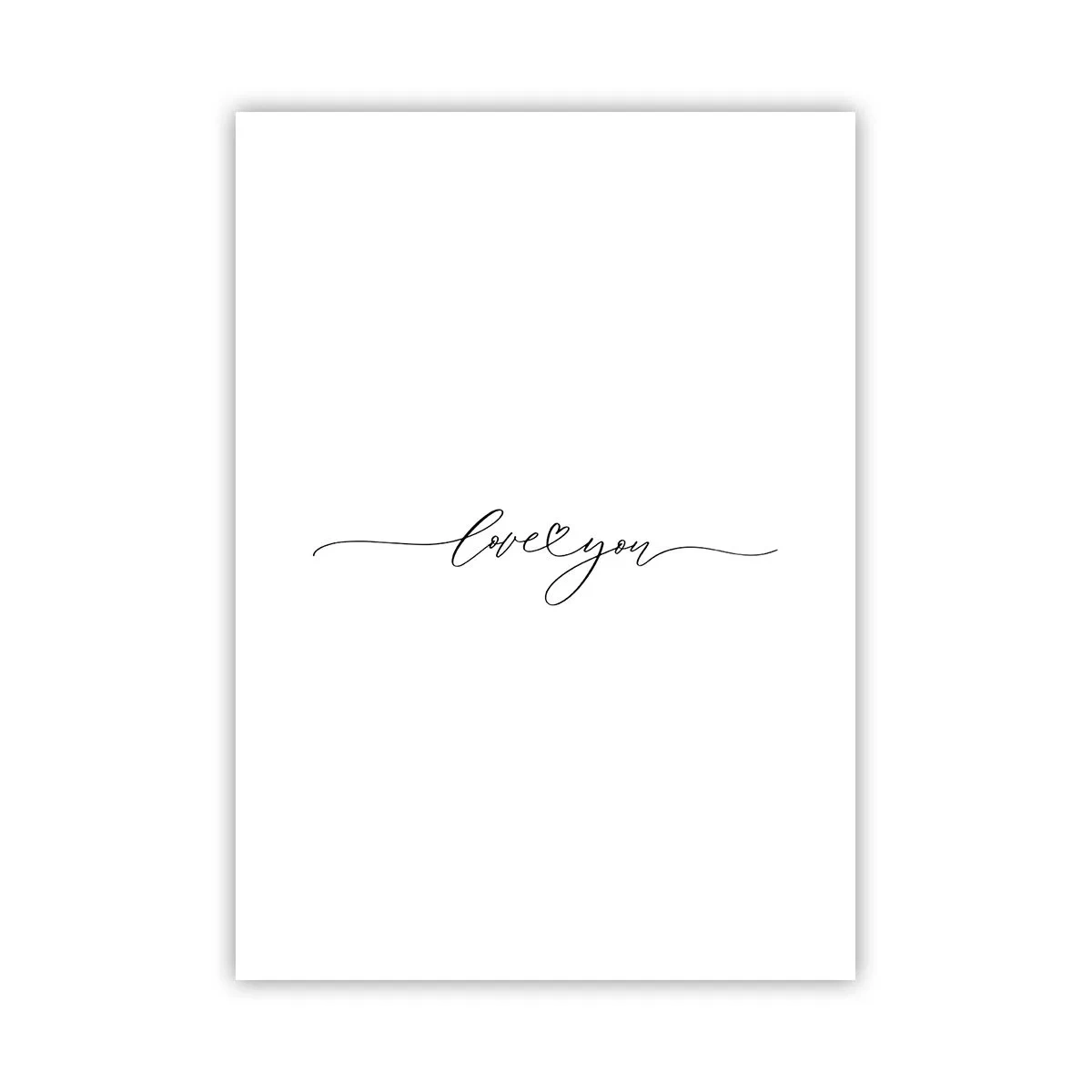 Plakat - Minimalistyczny napis love you na białym tle - 50x70cm - Czarno na białym - Nowoczesna dekoracja ścienna do salonu, kuchni i sypialni ARTTOR