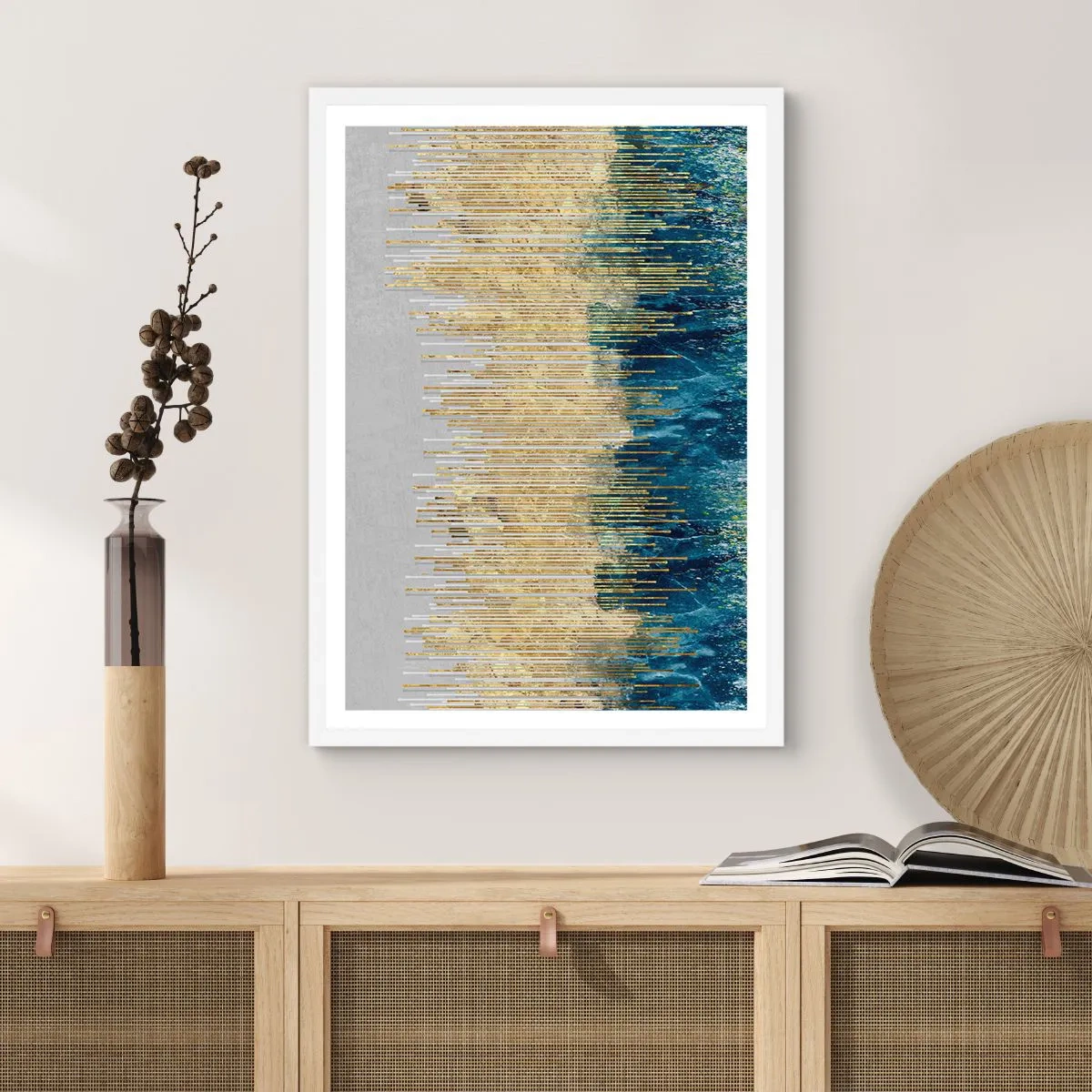 Plakat w białej ramie - Wyzłocona granica - 30x40 cm