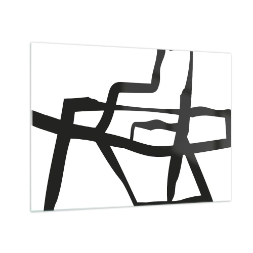 Obraz na szkle - Abstrakcyjna czarno-biała struktura przypominająca układ urbanistyczny - 70x50cm - Czarno-biała konstrukcja - Nowoczesna dekoracja ścienna do salonu i sypialni ARTTOR