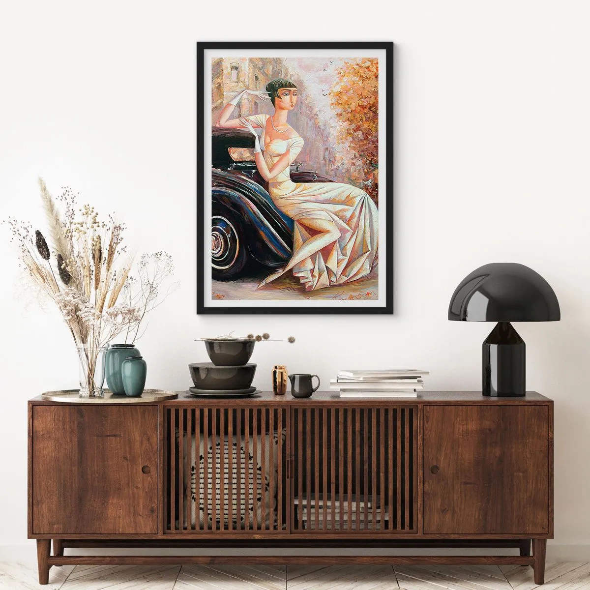 Plakat w czarnej ramie - Elegancja w stylu retro - 40x50 cm