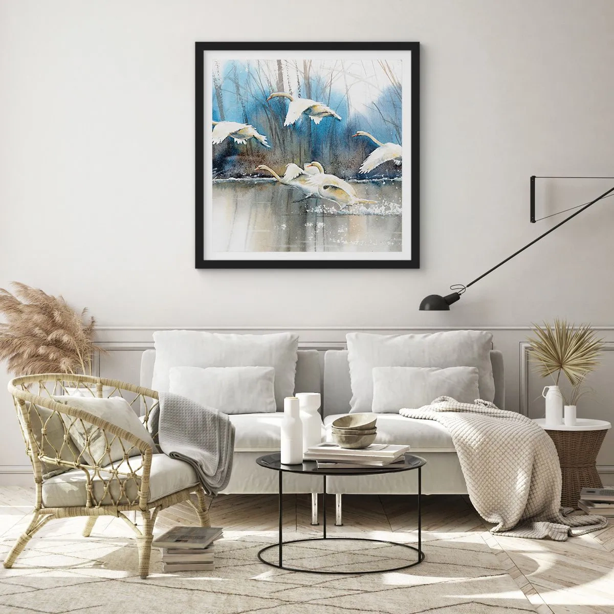 Plakat w czarnej ramie - Jak w baśni o dzikich łabędziach - 30x30 cm