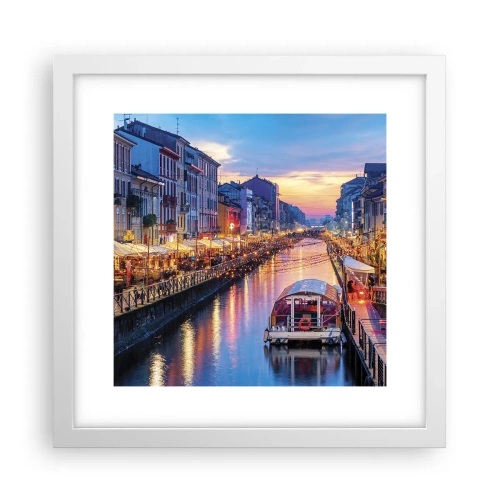 Plakat w białej ramie - Wieczór światła i zabawy - 30x30 cm