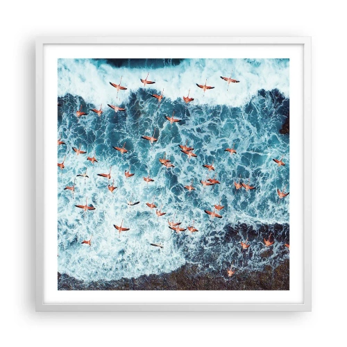 Plakat w białej ramie - Nadmorska parada - 60x60 cm