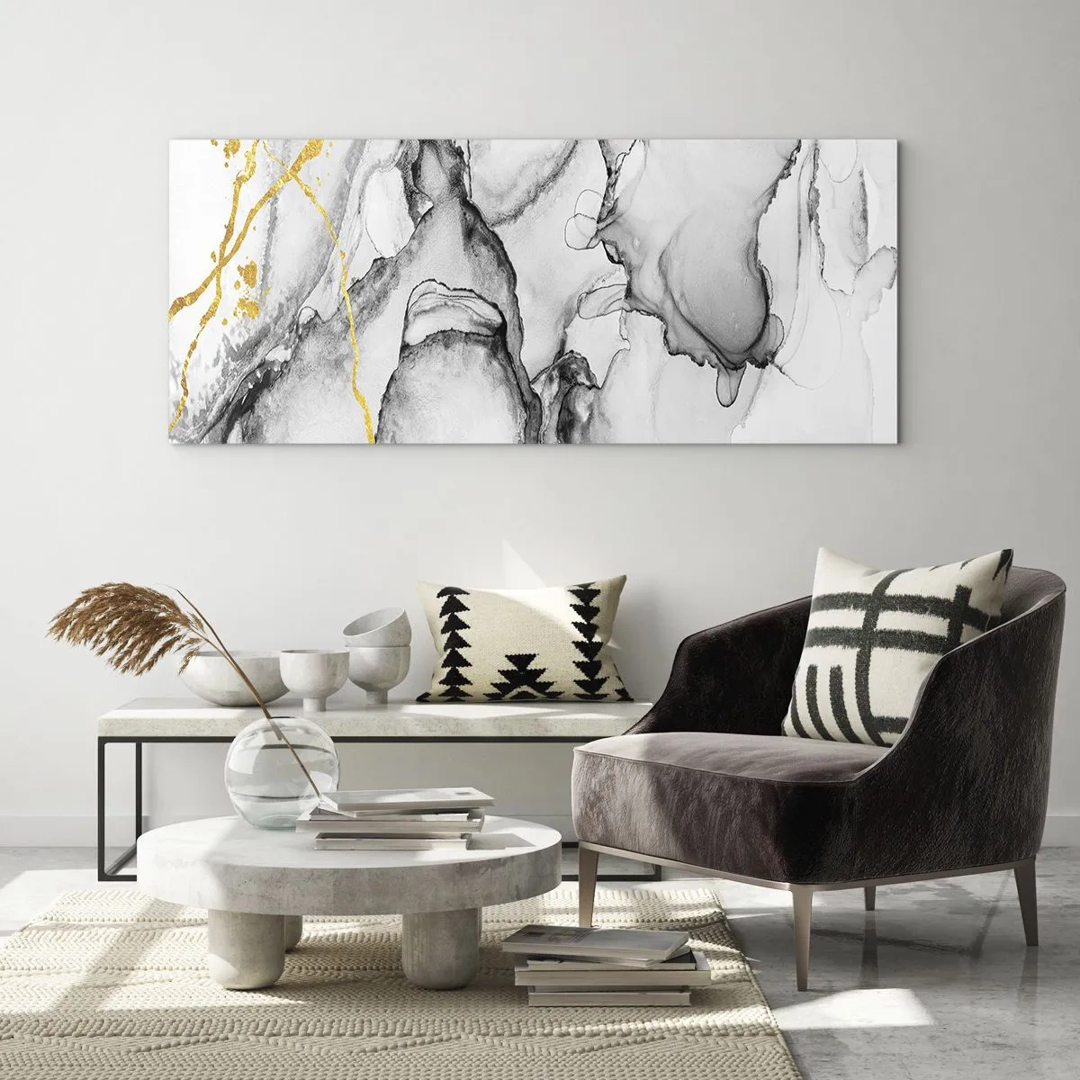 Obraz na szkle - Kompozycja z motywem złota - 100x40 cm