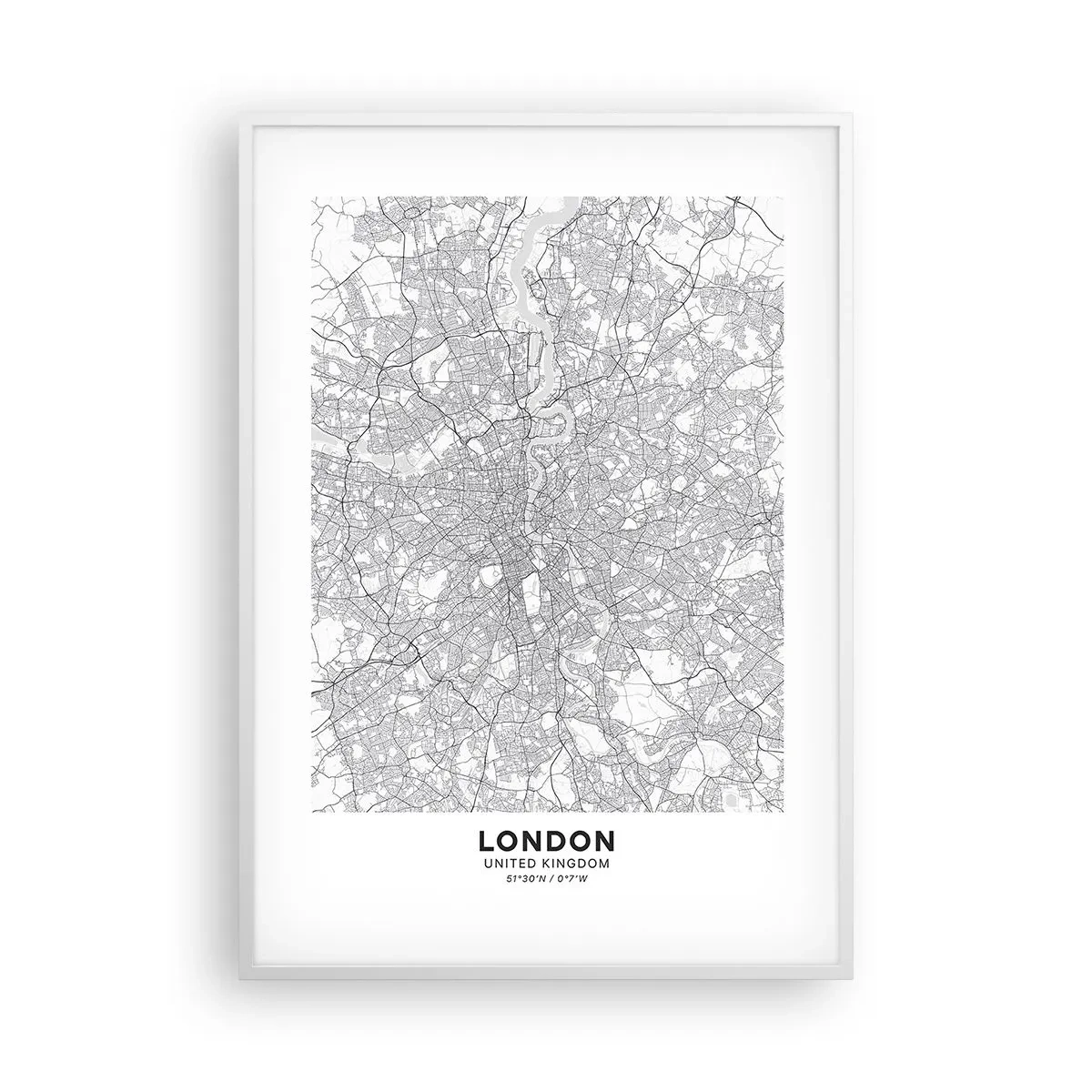 Plakat w białej ramie - Mapa londyńskiego labiryntu - 70x100 cm