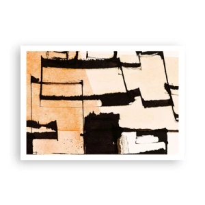 Plakat - Geometryczne wzory w odcieniach brązu i beżu - 100x70cm - Jednak porządek - Nowoczesna dekoracja ścienna do salonu i sypialni ARTTOR