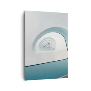 Obraz na płótnie - Minimalistyczna architektura z zaokrąglonymi liniami - 70x100cm - Do dna błękitu - Nowoczesna dekoracja ścienna do salonu i sypialni ARTTOR