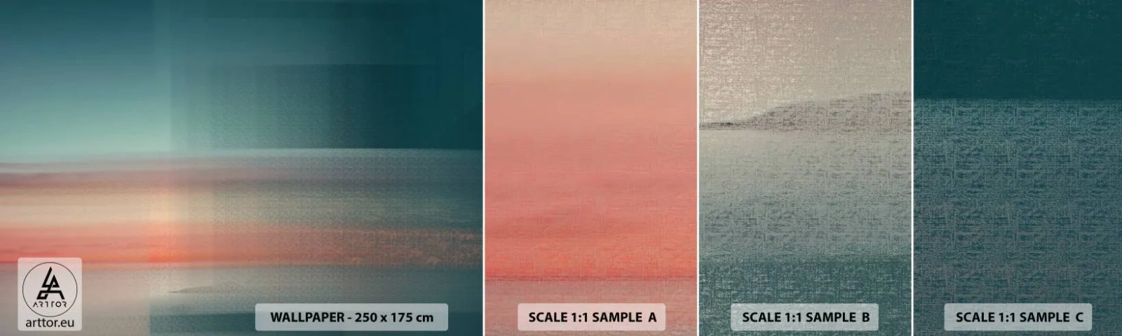 Fototapeta Próbka Samoprzylepna Deluxe Sticker - Abstrakcja: fale światła - Woda, Niebo, Minimalizm - 100x30 cm