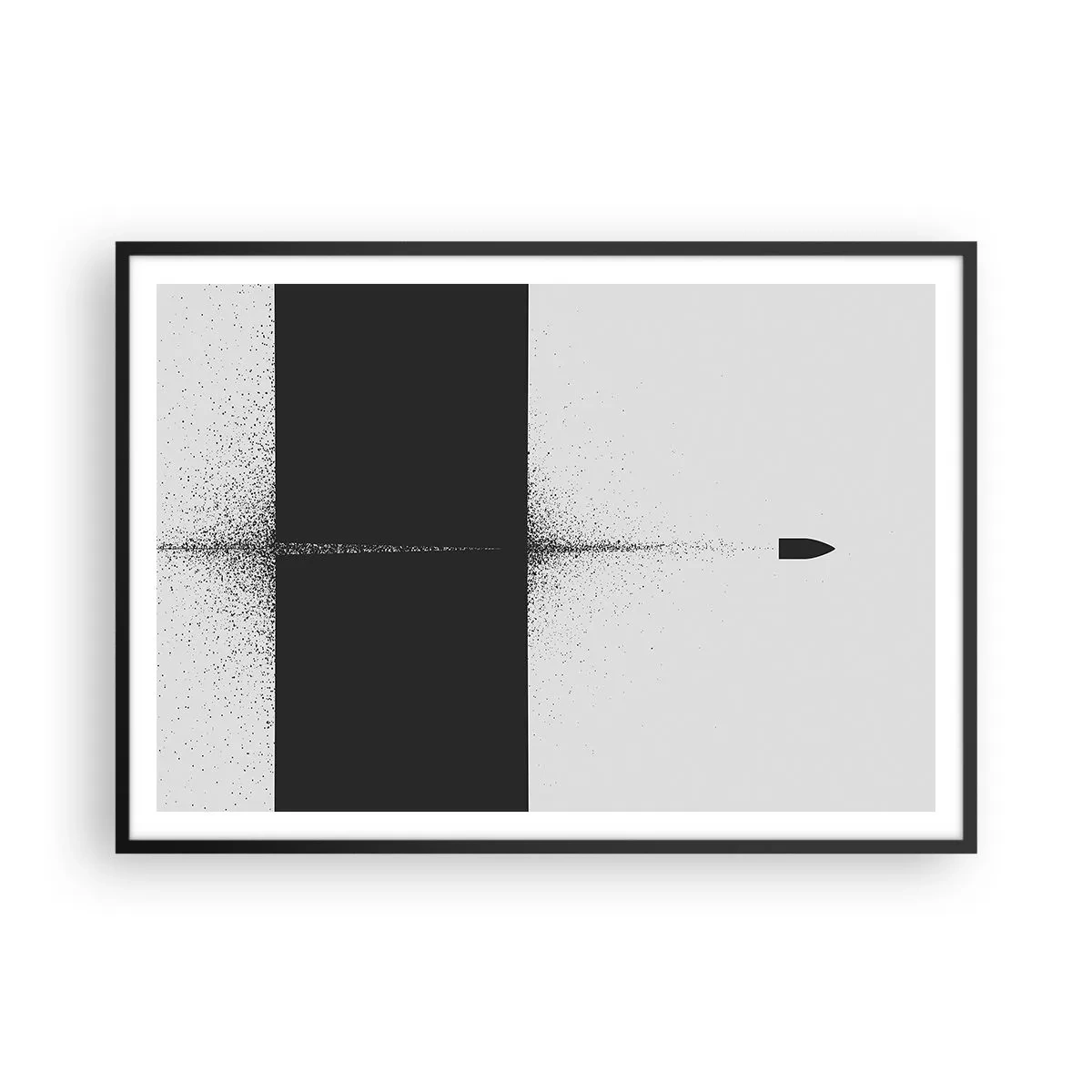 Plakat w czarnej ramie - Symboliczny pocisk w minimalistycznym, abstrakcyjnym stylu - 100x70cm - Prosto do celu - Nowoczesna dekoracja ścienna do salonu i sypialni ARTTOR