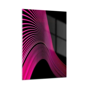 Obraz na szkle - Różowe świetlne linie na czarnym tle - 50x70cm - Aleja światła - Nowoczesna dekoracja ścienna do salonu, kuchni i sypialni ARTTOR