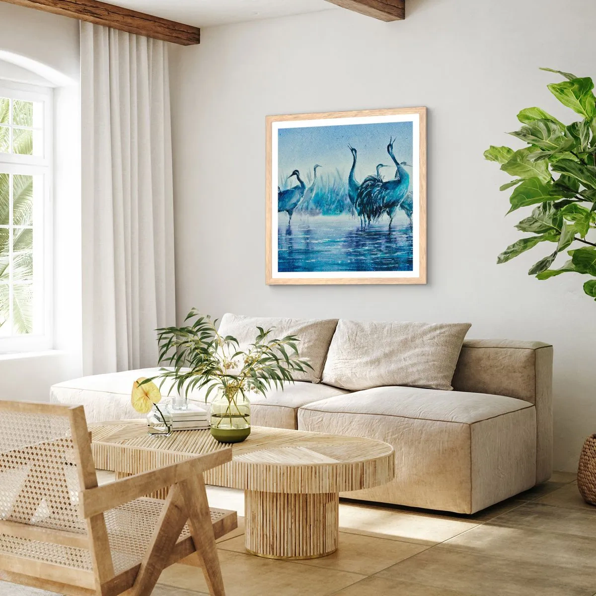 Plakat w ramie jasny dąb - Poranne spotkanie - 60x60 cm