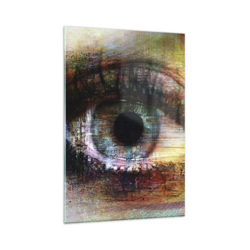 Obraz na szkle - Artystyczne oko w wielobarwnej abstrakcji - 80x120cm - Można zajrzec w duszę - Nowoczesna dekoracja ścienna do salonu i sypialni ARTTOR
