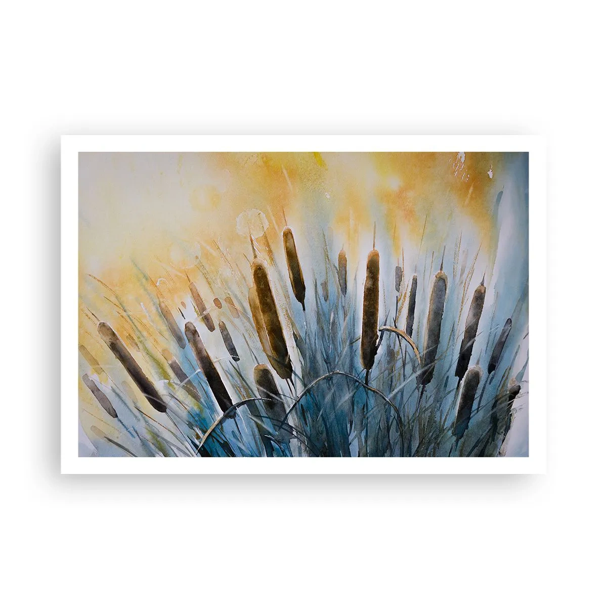 Plakat - Malownicze trzciny w promieniach słońca - 100x70cm - Chłód wody, słońca żar - Nowoczesna dekoracja ścienna do salonu i sypialni ARTTOR