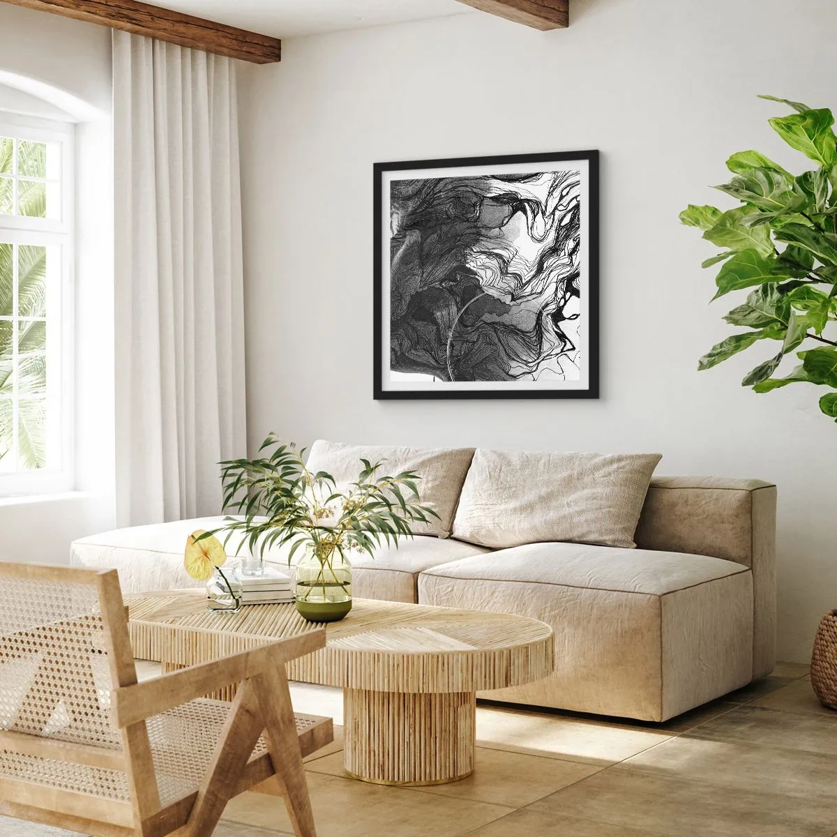 Plakat w czarnej ramie - Zaplątana w marzeniach - 50x50 cm