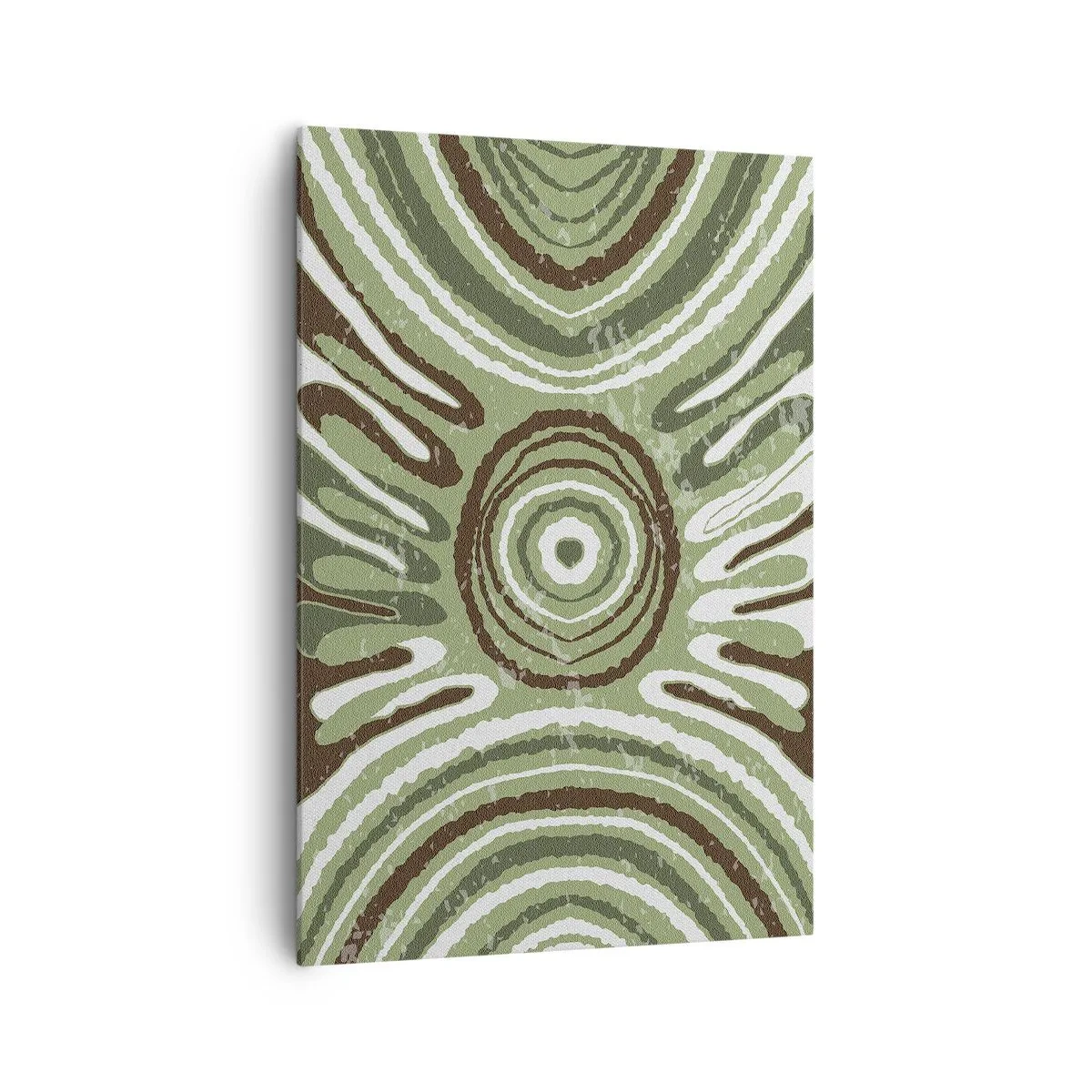 Obraz na płótnie - Abstrakcyjne wzory w odcieniach zieleni i brązu - 70x100cm - Eksplozja emocji - Nowoczesna dekoracja ścienna do salonu i sypialni ARTTOR