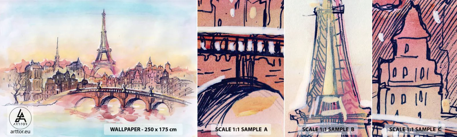 Fototapeta Próbka Standard Eco - Jedyne takie miasto w świecie - Miasto, Wieża Eiffla, Paryż - 100x30 cm