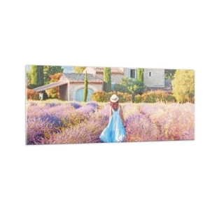 Obraz na szkle - Lawendowa dziewczyna - 100x40 cm