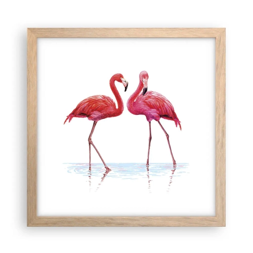 Plakat w ramie jasny dąb - Różowe randez-vous - 30x30 cm