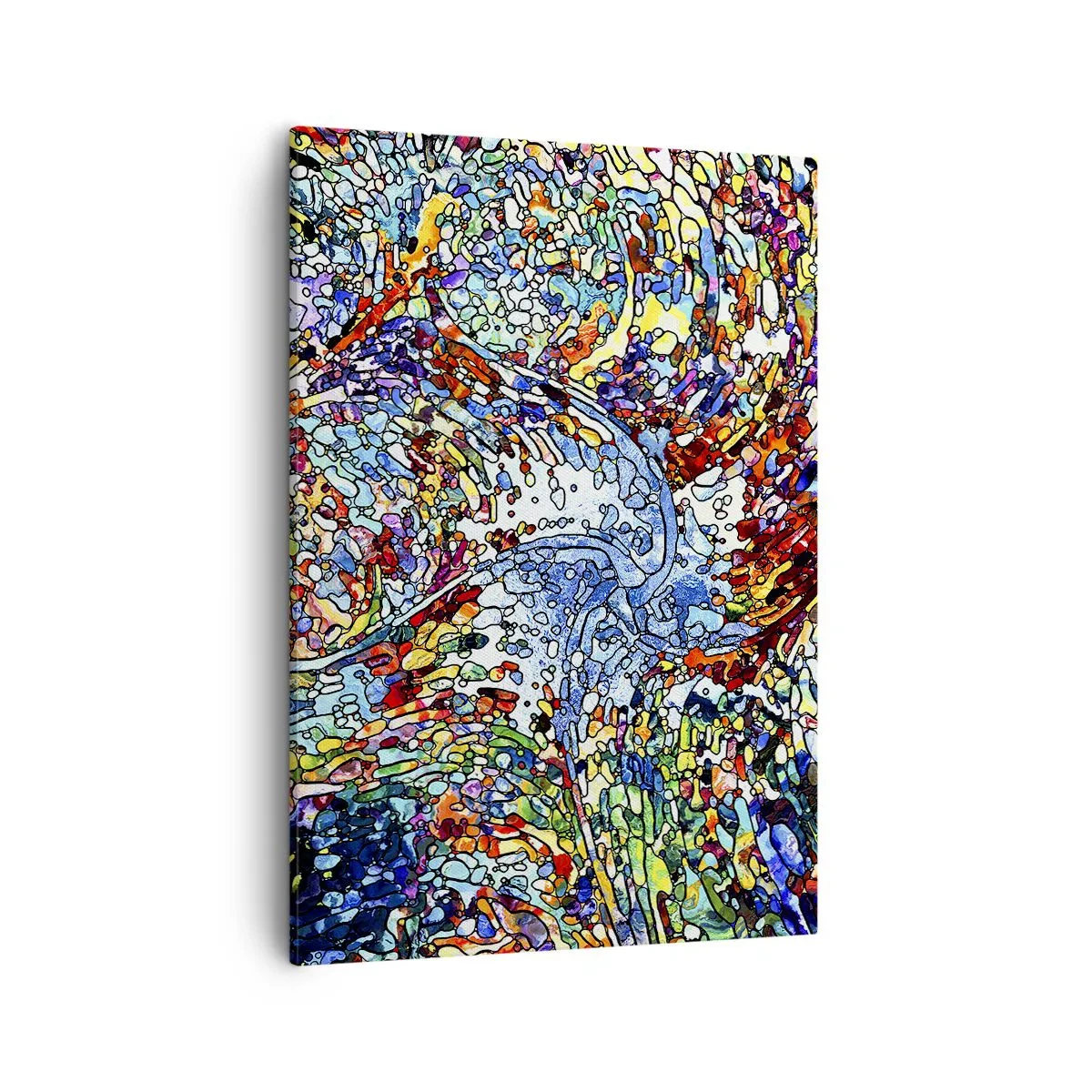 Obraz na płótnie - Kolorowy abstrakcyjny wzór przypominający efekt witrażu - 50x70cm - Witraż kroplisty - Nowoczesna dekoracja ścienna do salonu, kuchni i sypialni ARTTOR