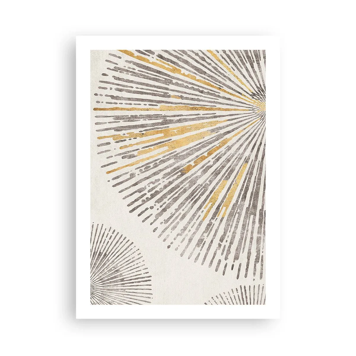 Plakat - Abstrakcyjny wzór promieni w odcieniach złota i brązu - 50x70cm - Uroda promienia - Nowoczesna dekoracja ścienna do salonu, kuchni i sypialni ARTTOR