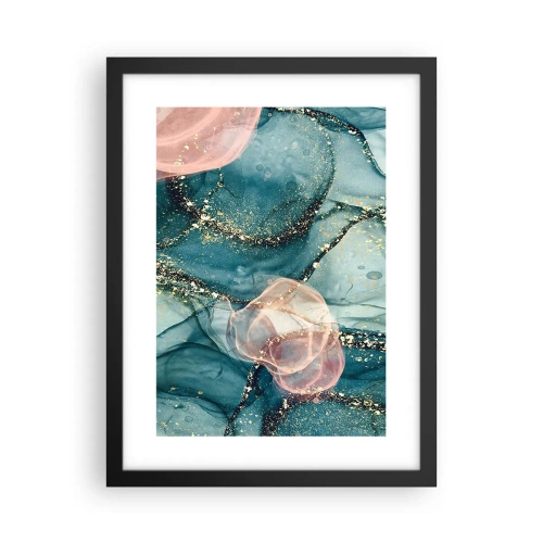 Plakat w czarnej ramie - Jedwabny błękit, tiulowy róż - 30x40 cm