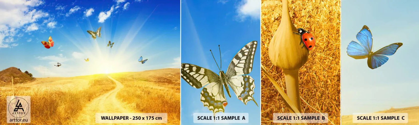 Fototapeta Próbka Samoprzylepna Deluxe Sticker - I jak tu nie kochać lata? - Krajobraz, Motyle, Natura - 100x30 cm